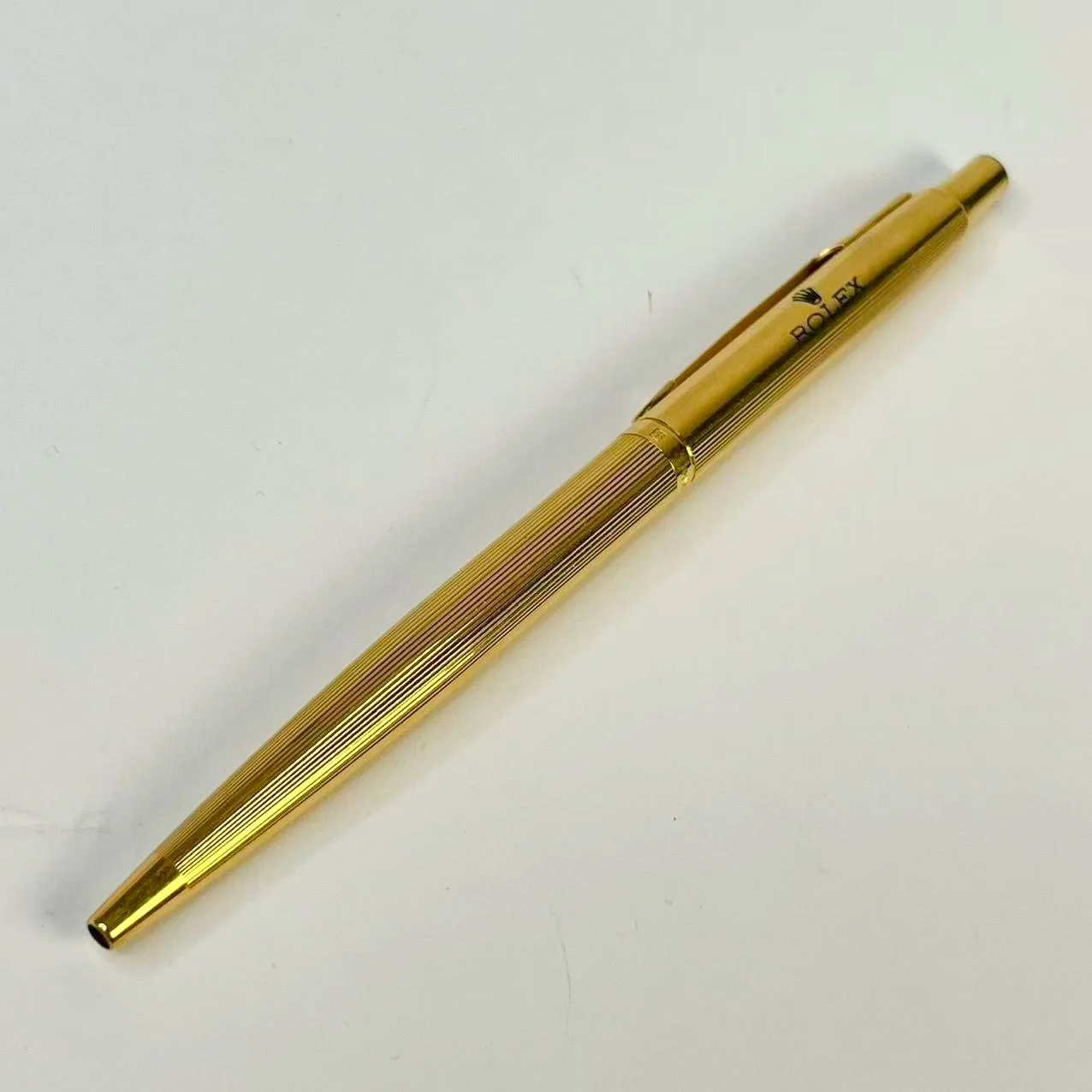 Vintage Rolex Gold-Tone Ballpoint Pen – Engraved Logo & Green